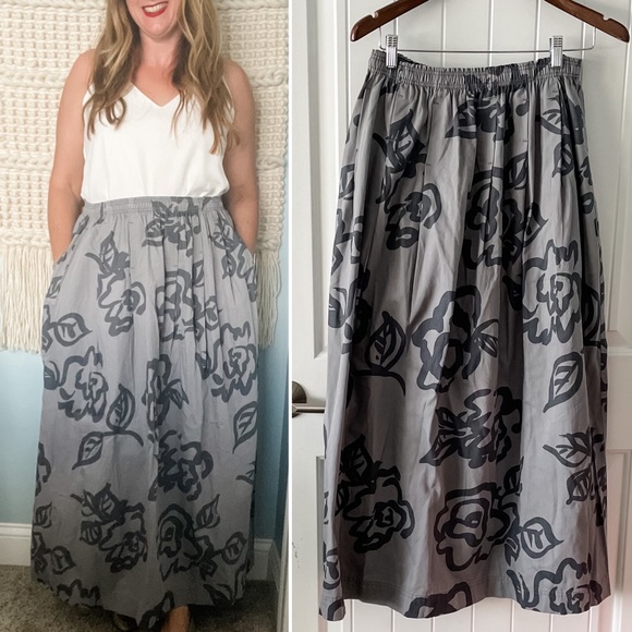 Vintage Dresses & Skirts - Vintage BIS by Gene Ewing floral denim maxi skirt NWT